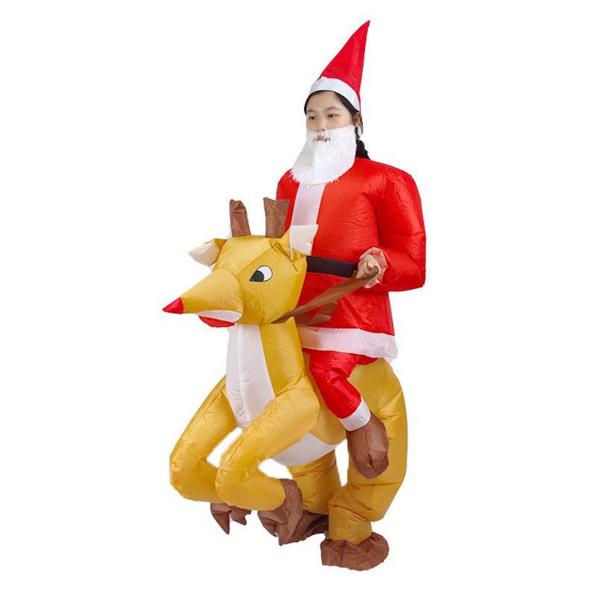 Inflatables Christmas Ride-on Costume Inflatable Gingerbread Man Santa Claus Costumes  - ChildAngle