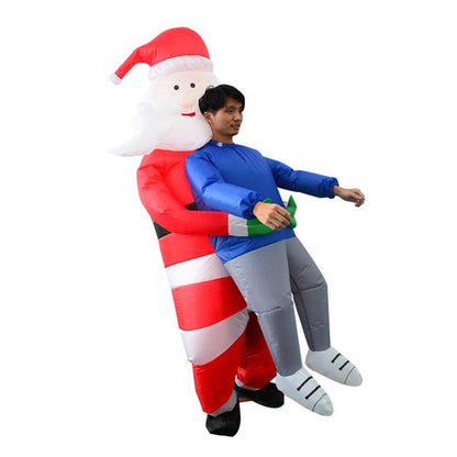 Inflatables Christmas Ride-on Costume Inflatable Gingerbread Man Santa Claus Costumes  - ChildAngle