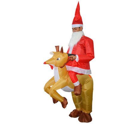 Inflatables Christmas Ride-on Costume Inflatable Gingerbread Man Santa Claus Costumes  - ChildAngle