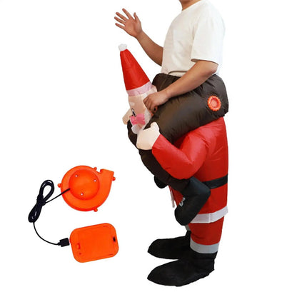 Inflatables Christmas Ride-on Costume Inflatable Gingerbread Man Santa Claus Costumes  - ChildAngle