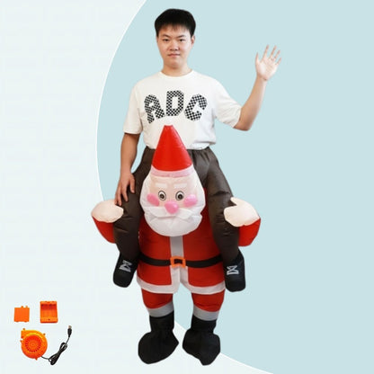 Inflatables Christmas Ride-on Costume Inflatable Gingerbread Man Santa Claus Costumes  - ChildAngle
