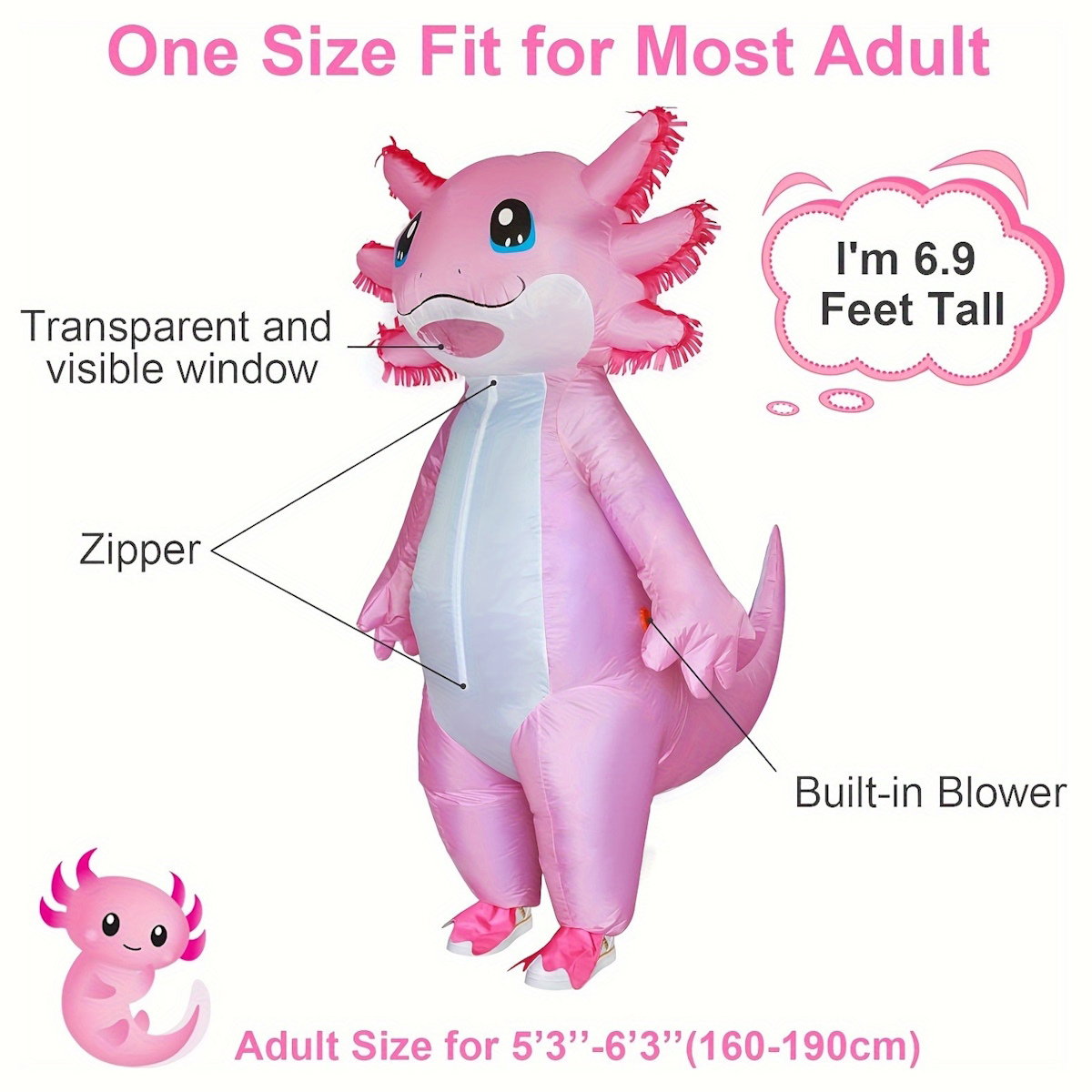 Teens and Adults Inflatable Axolotl Costumes Blowup Costumes - ChildAngle