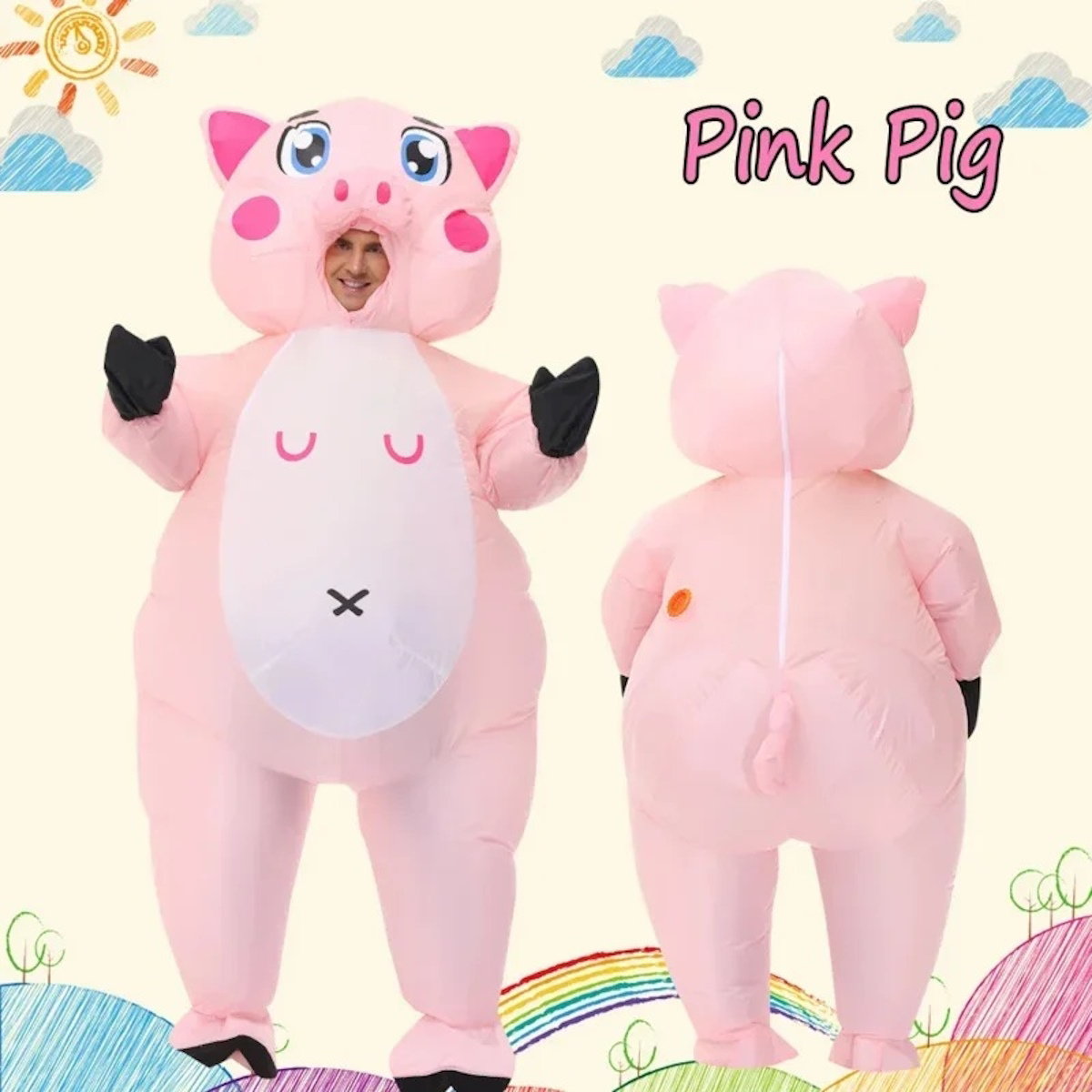 Teens and Adults Inflatable Pig Costumes Blowup Animal Costumes - ChildAngle