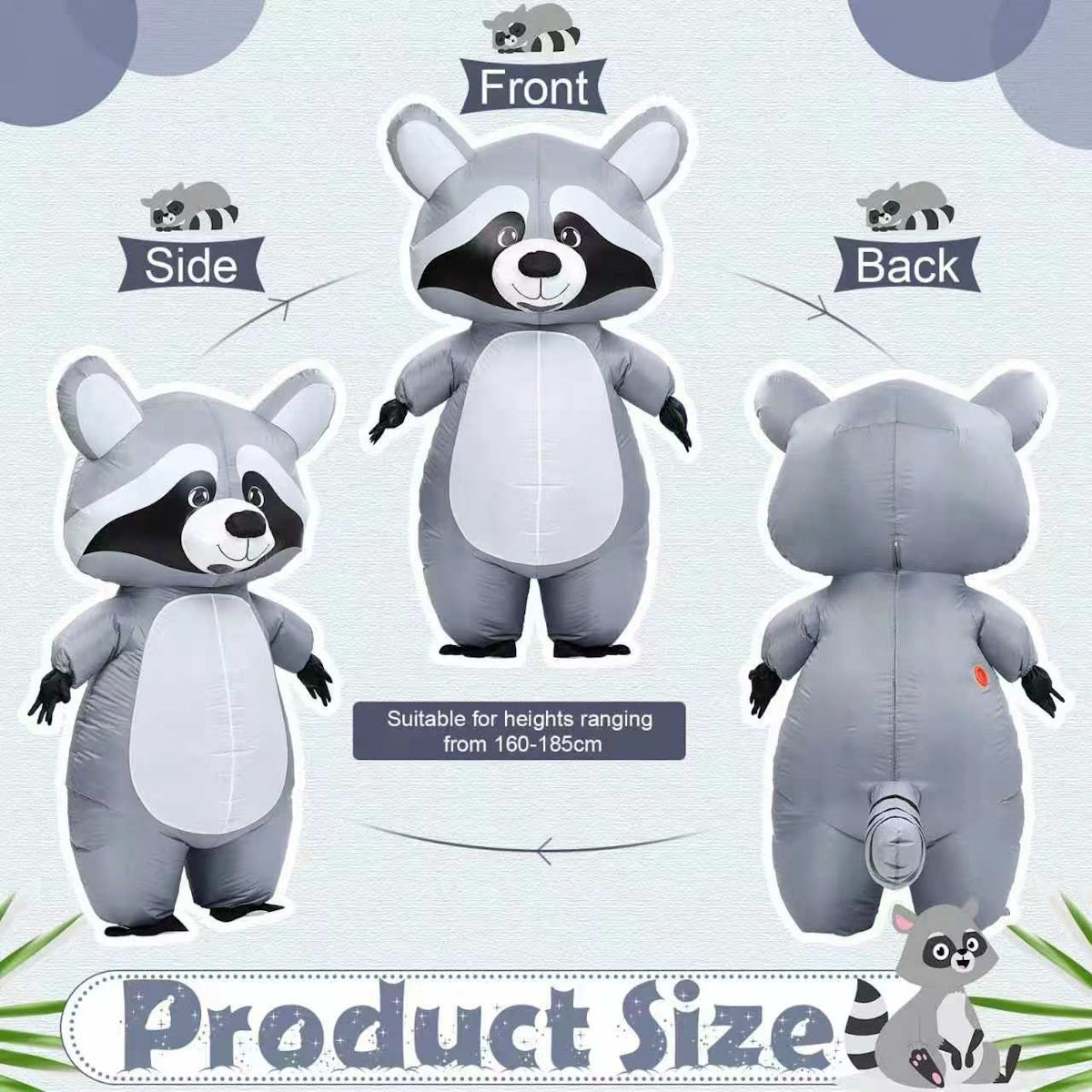 Teens and Adults Inflatable Raccoon Costumes Blowup Animal Costumes - ChildAngle
