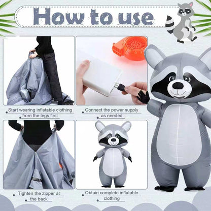 Teens and Adults Inflatable Raccoon Costumes Blowup Animal Costumes - ChildAngle