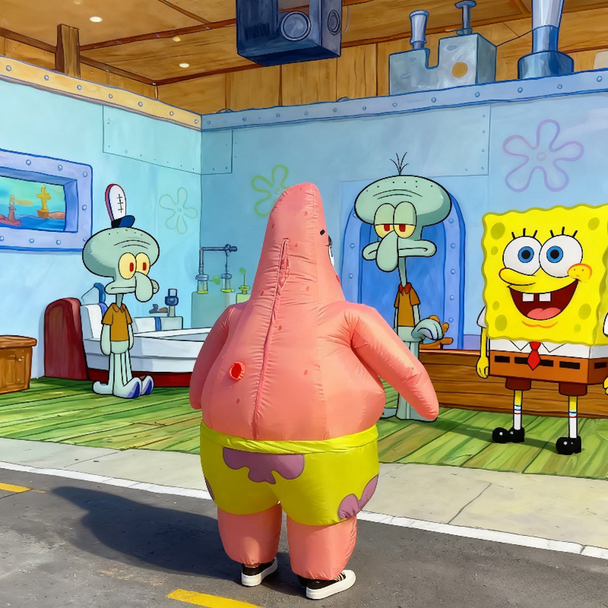 Spongebob Teens and Adults Patrick Star Inflatable Costume Blow up - ChildAngle