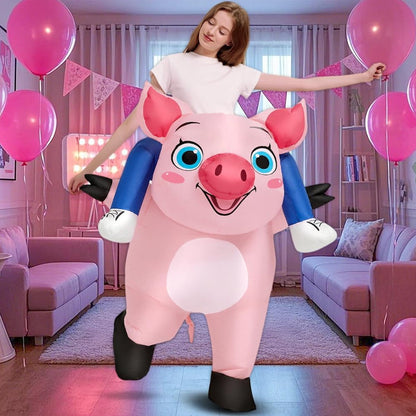 Teens Hog Rider Costume Inflatable Pig Riding Costume - ChildAngle