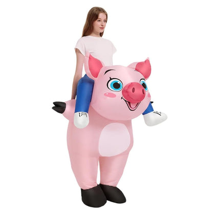 Teens Hog Rider Costume Inflatable Pig Riding Costume - ChildAngle