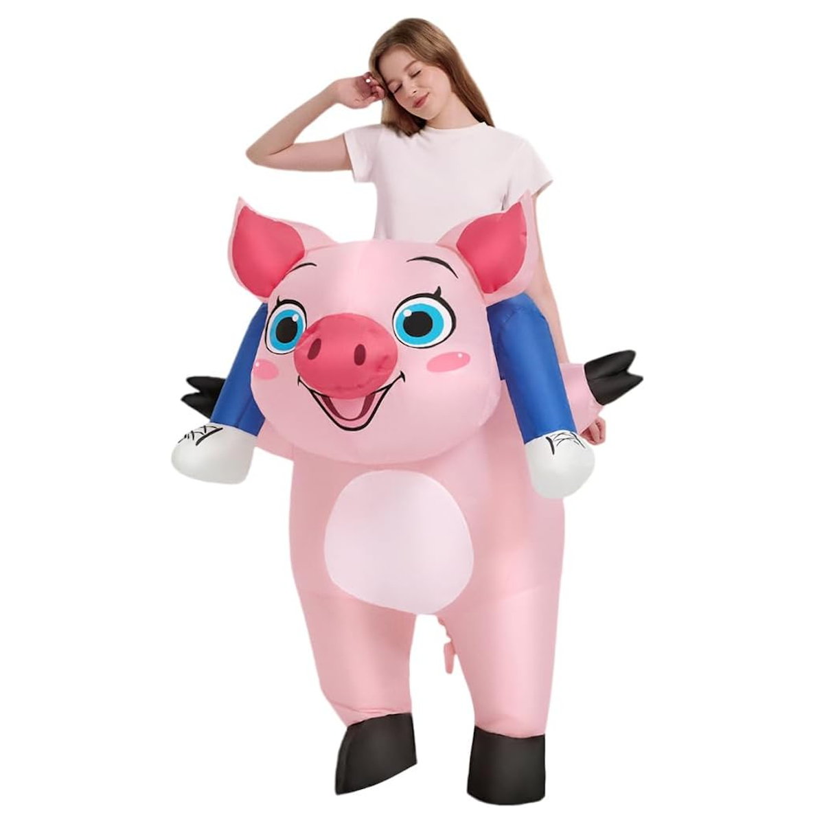 Teens Hog Rider Costume Inflatable Pig Riding Costume - ChildAngle