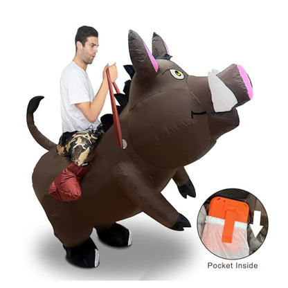 Teens Hog Rider Costume Inflatable Pig Riding Costume - ChildAngle