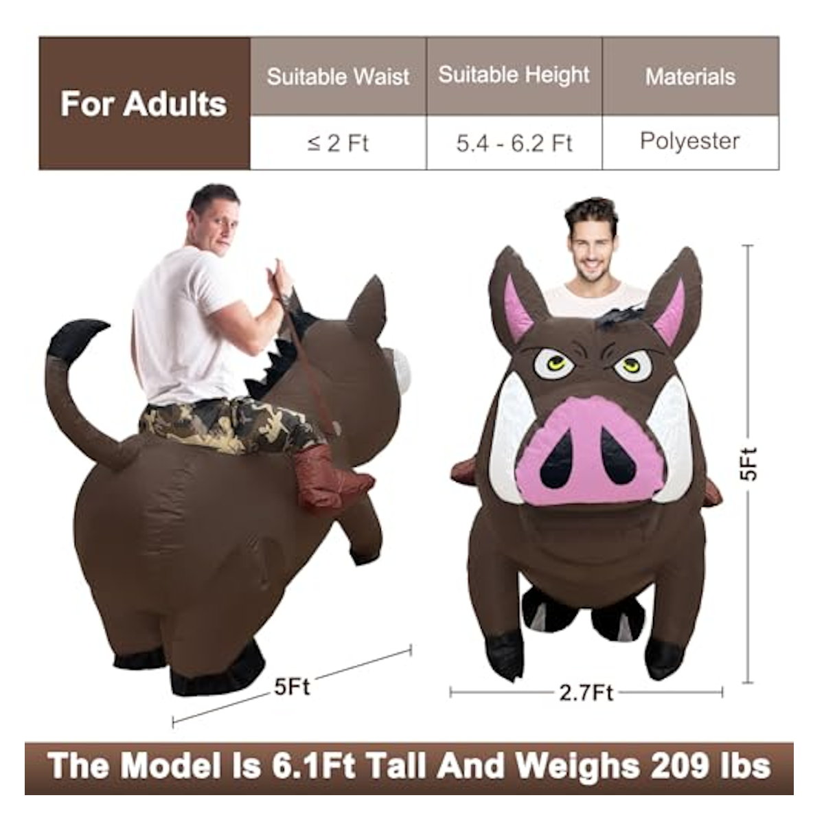 Teens Hog Rider Costume Inflatable Pig Riding Costume - ChildAngle