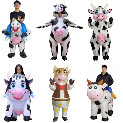 Teens and Adults Inflatable Cow Costume Riding Cow Suit - ChildAngle