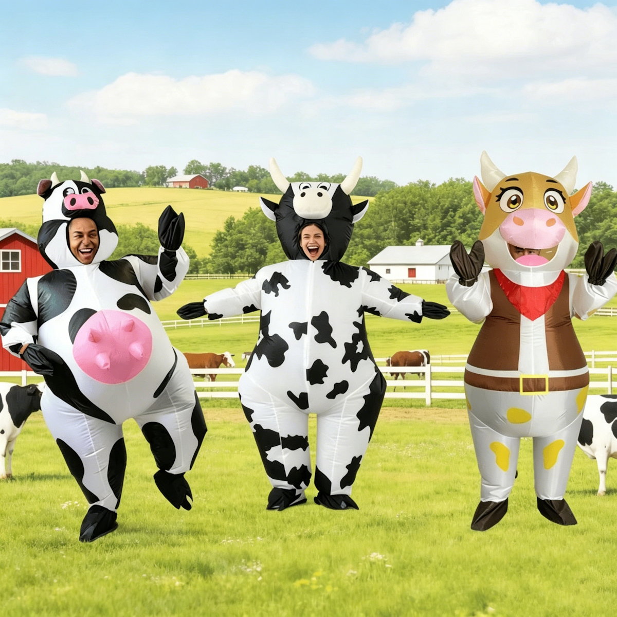 Teens and Adults Inflatable Cow Costume Riding Cow Suit - ChildAngle