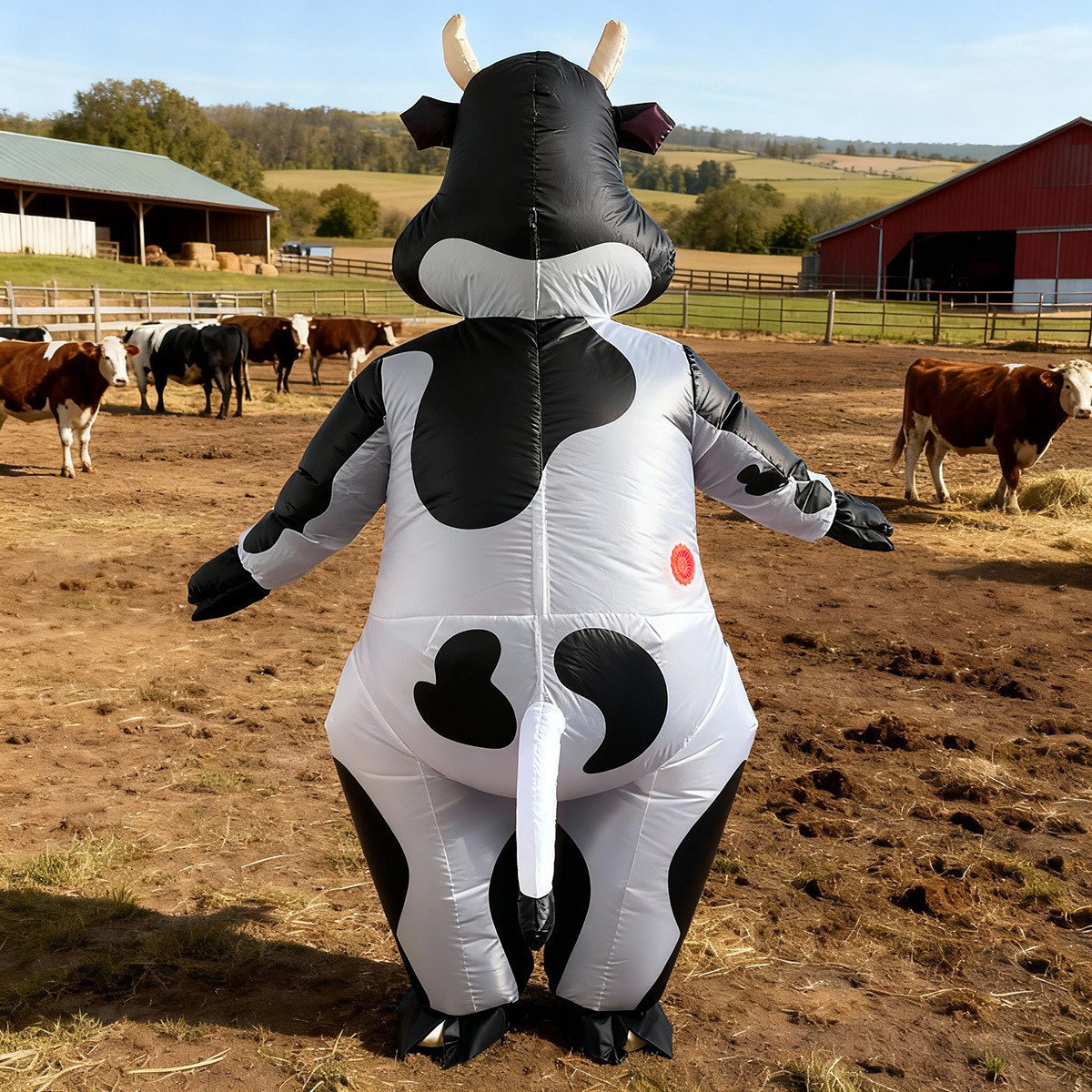 Teens and Adults Inflatable Cow Costume Riding Cow Suit - ChildAngle