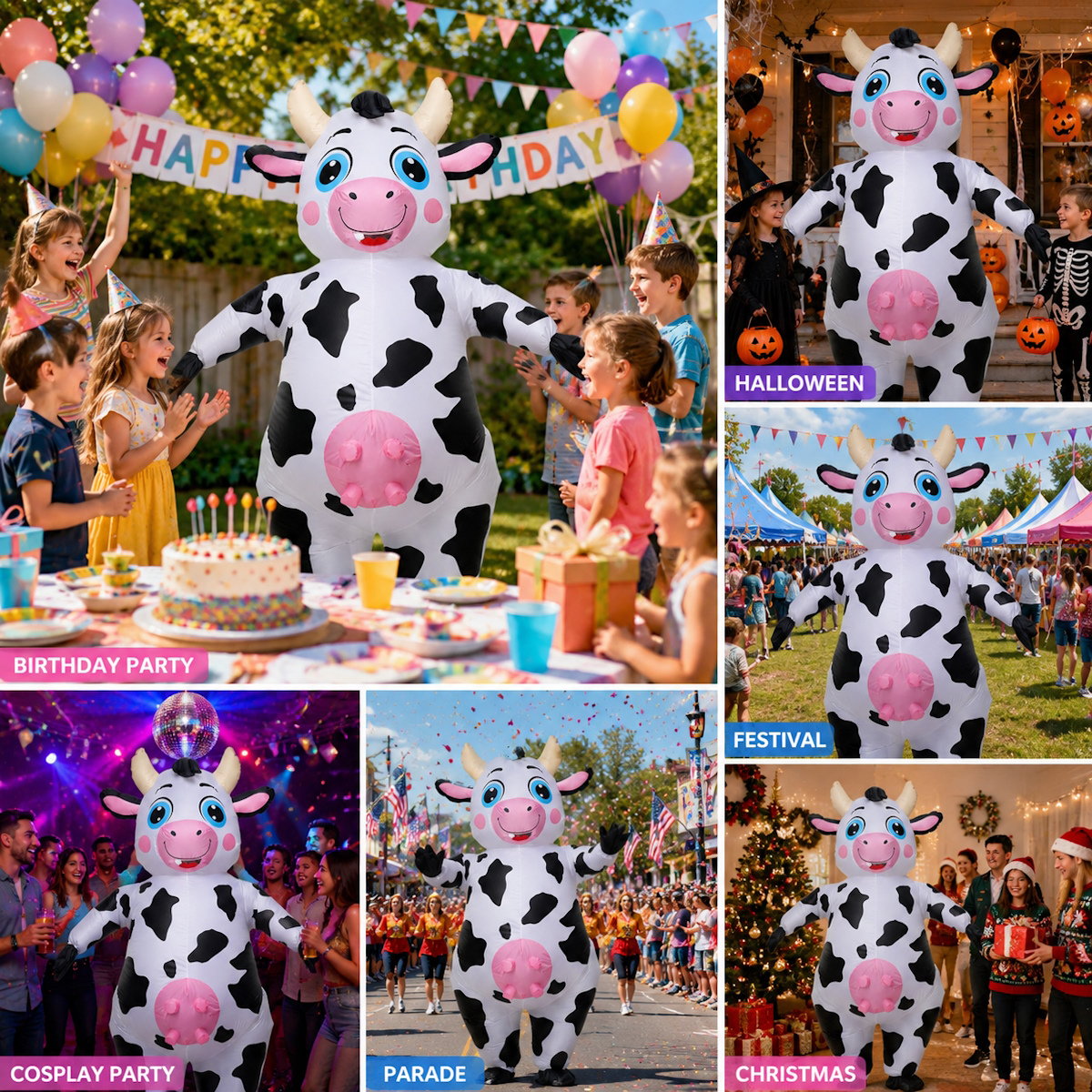 Teens and Adults Inflatable Cow Costume Riding Cow Suit - ChildAngle