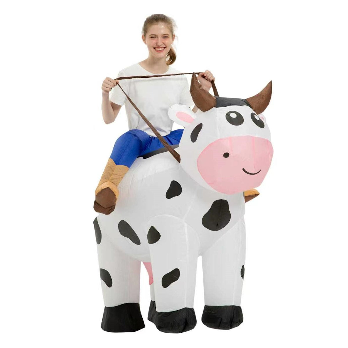 Teens and Adults Inflatable Cow Costume Riding Cow Suit - ChildAngle
