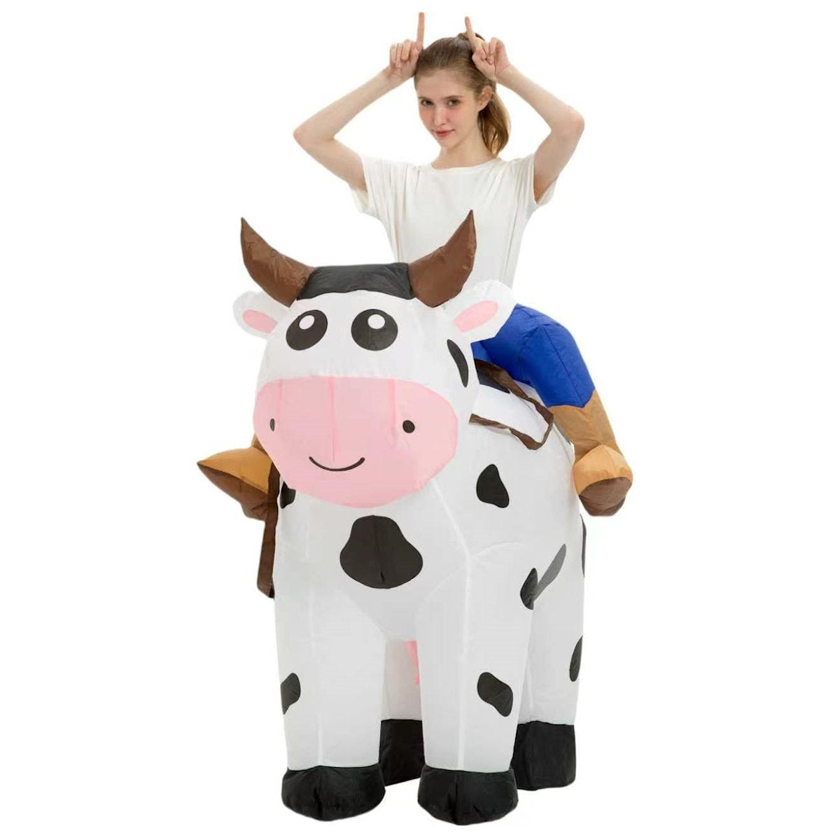 Teens and Adults Inflatable Cow Costume Riding Cow Suit - ChildAngle