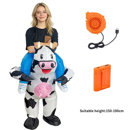 Teens and Adults Inflatable Cow Costume Riding Cow Suit - ChildAngle