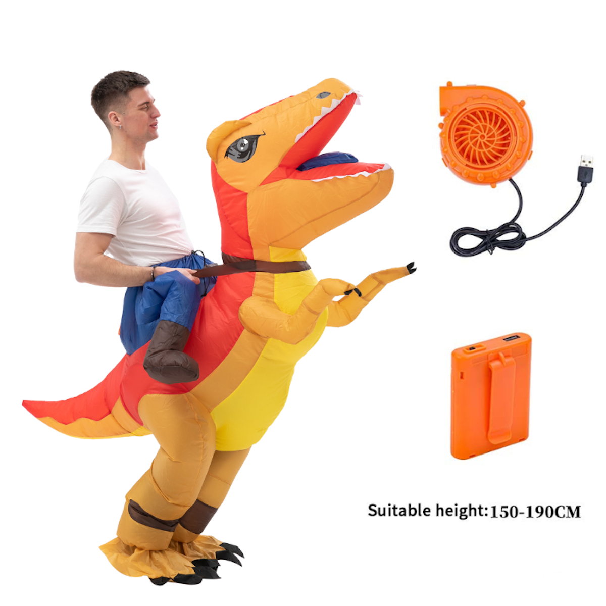 Teens Riding T Rex Costume Halloween Blow up Tyrannosaurus rex, Triceratops, Spinosaurus, Stegosaurus, Velociraptor, T Rex Costume - ChildAngle