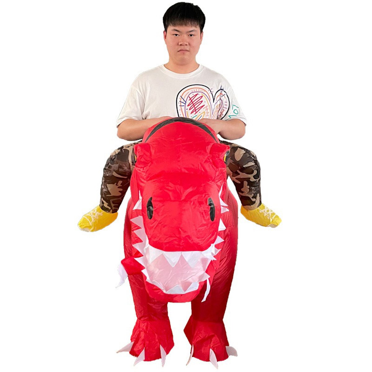 Teens Riding T Rex Costume Halloween Blow up Tyrannosaurus rex, Triceratops, Spinosaurus, Stegosaurus, Velociraptor, T Rex Costume - ChildAngle