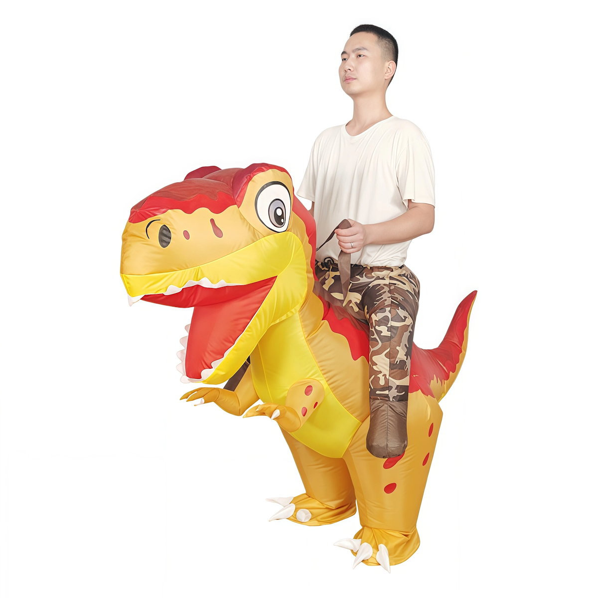 Teens Riding T Rex Costume Halloween Blow up Tyrannosaurus rex, Triceratops, Spinosaurus, Stegosaurus, Velociraptor, T Rex Costume - ChildAngle