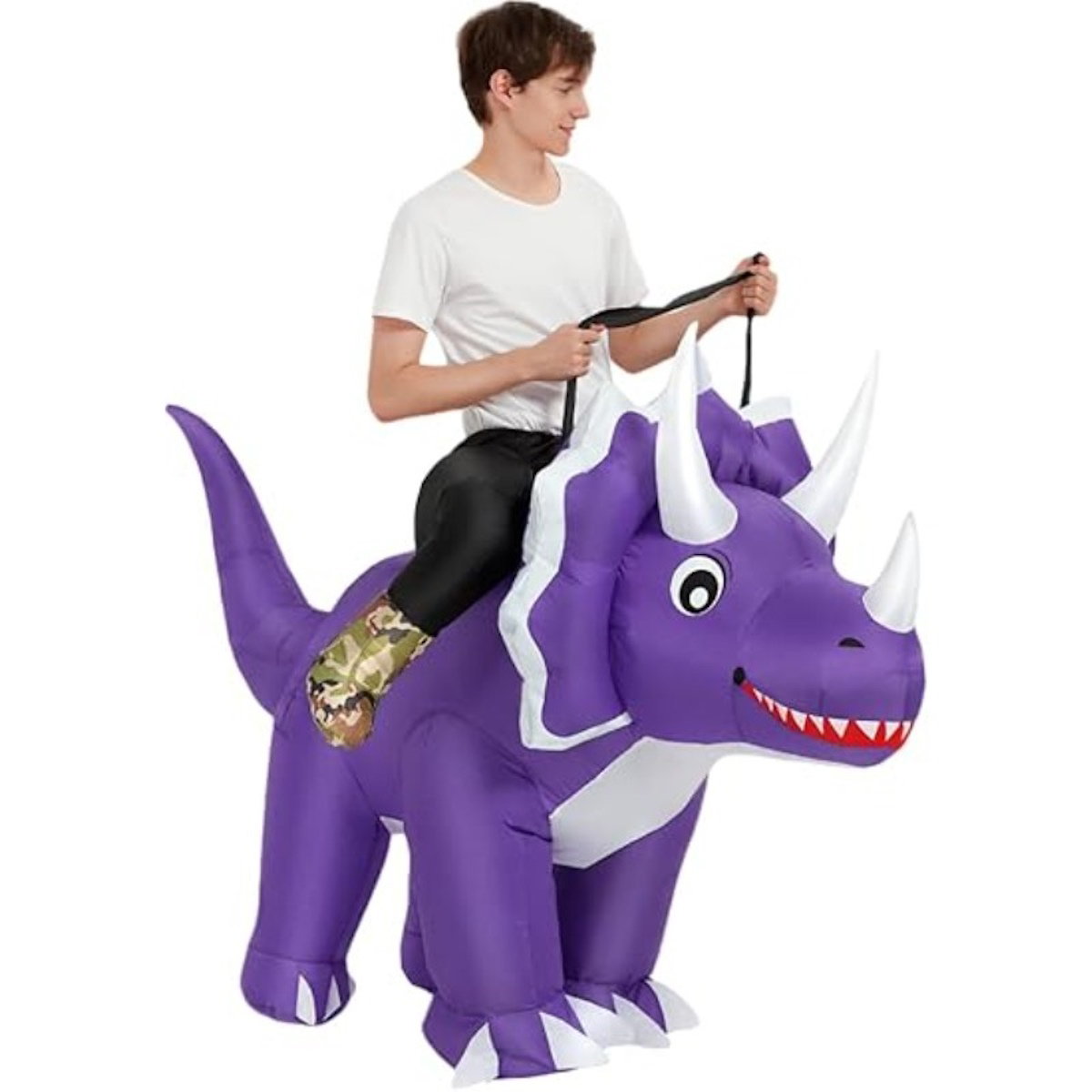Teens Riding T Rex Costume Halloween Blow up Tyrannosaurus rex, Triceratops, Spinosaurus, Stegosaurus, Velociraptor, T Rex Costume - ChildAngle