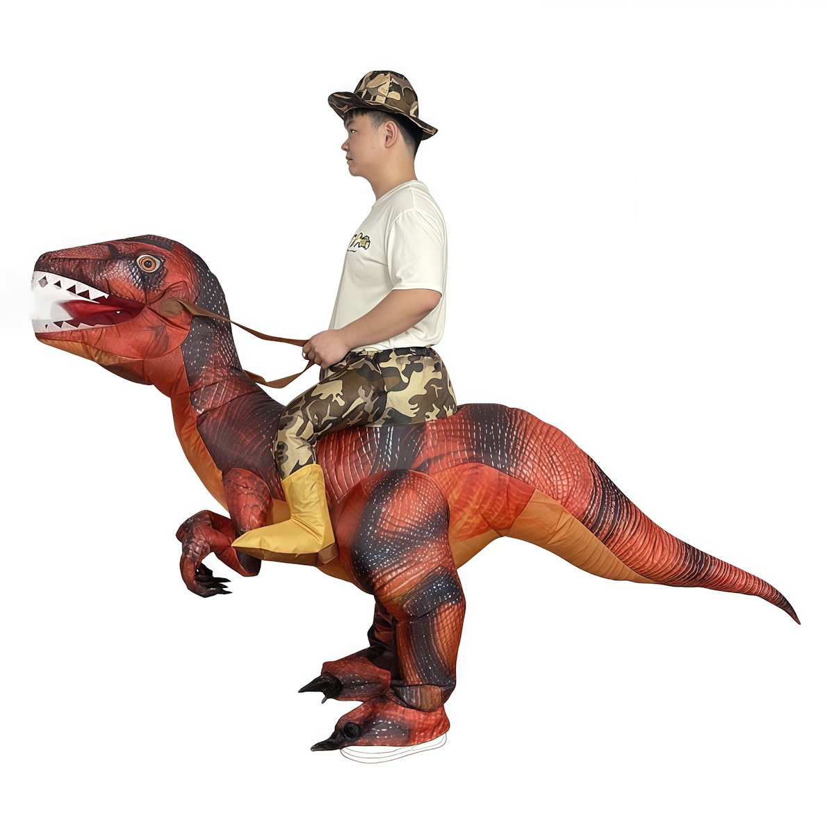 Teens Riding T Rex Costume Halloween Blow up Tyrannosaurus rex, Triceratops, Spinosaurus, Stegosaurus, Velociraptor, T Rex Costume - ChildAngle