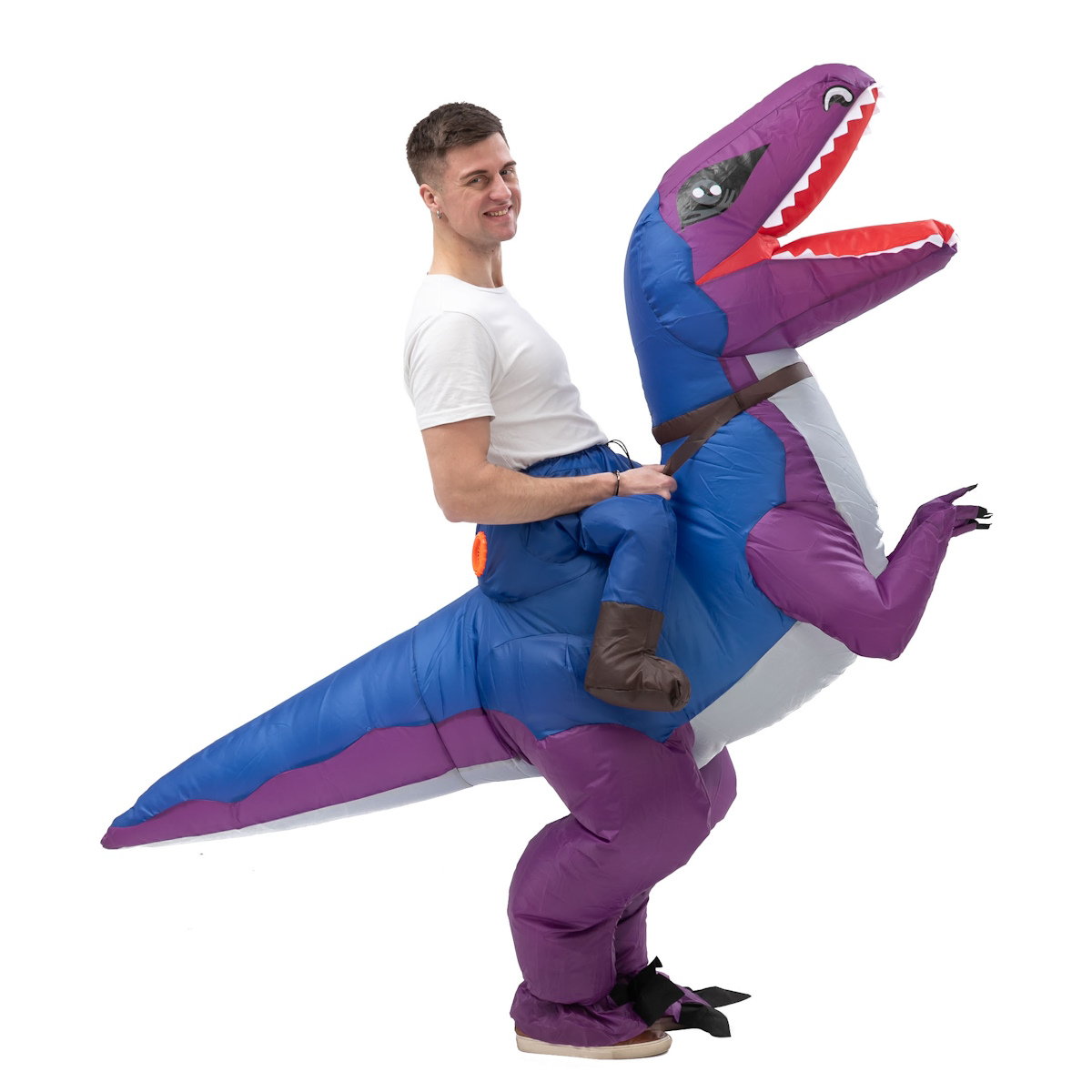 Teens Riding T Rex Costume Halloween Blow up Tyrannosaurus rex, Triceratops, Spinosaurus, Stegosaurus, Velociraptor, T Rex Costume - ChildAngle