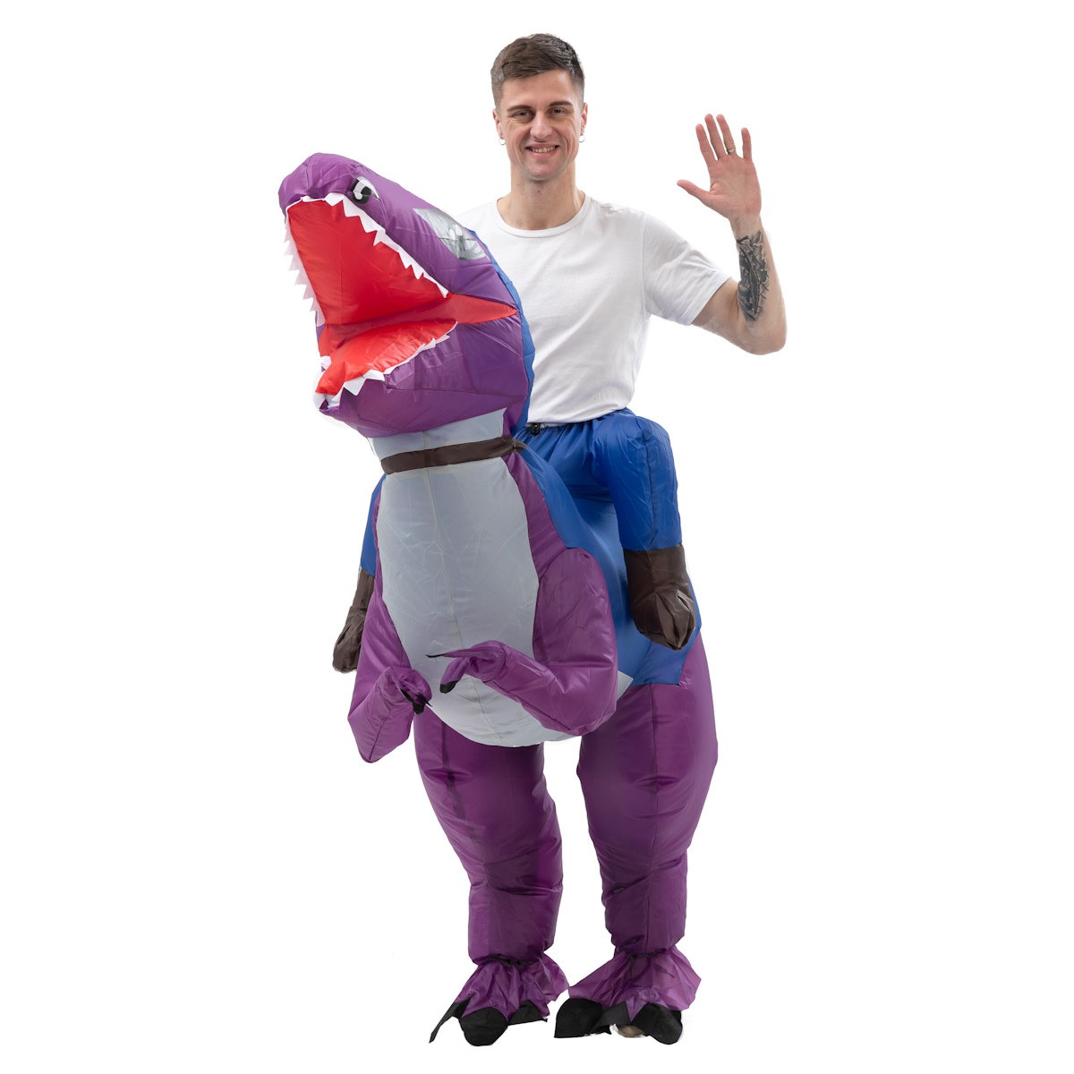 Teens Riding T Rex Costume Halloween Blow up Tyrannosaurus rex, Triceratops, Spinosaurus, Stegosaurus, Velociraptor, T Rex Costume - ChildAngle