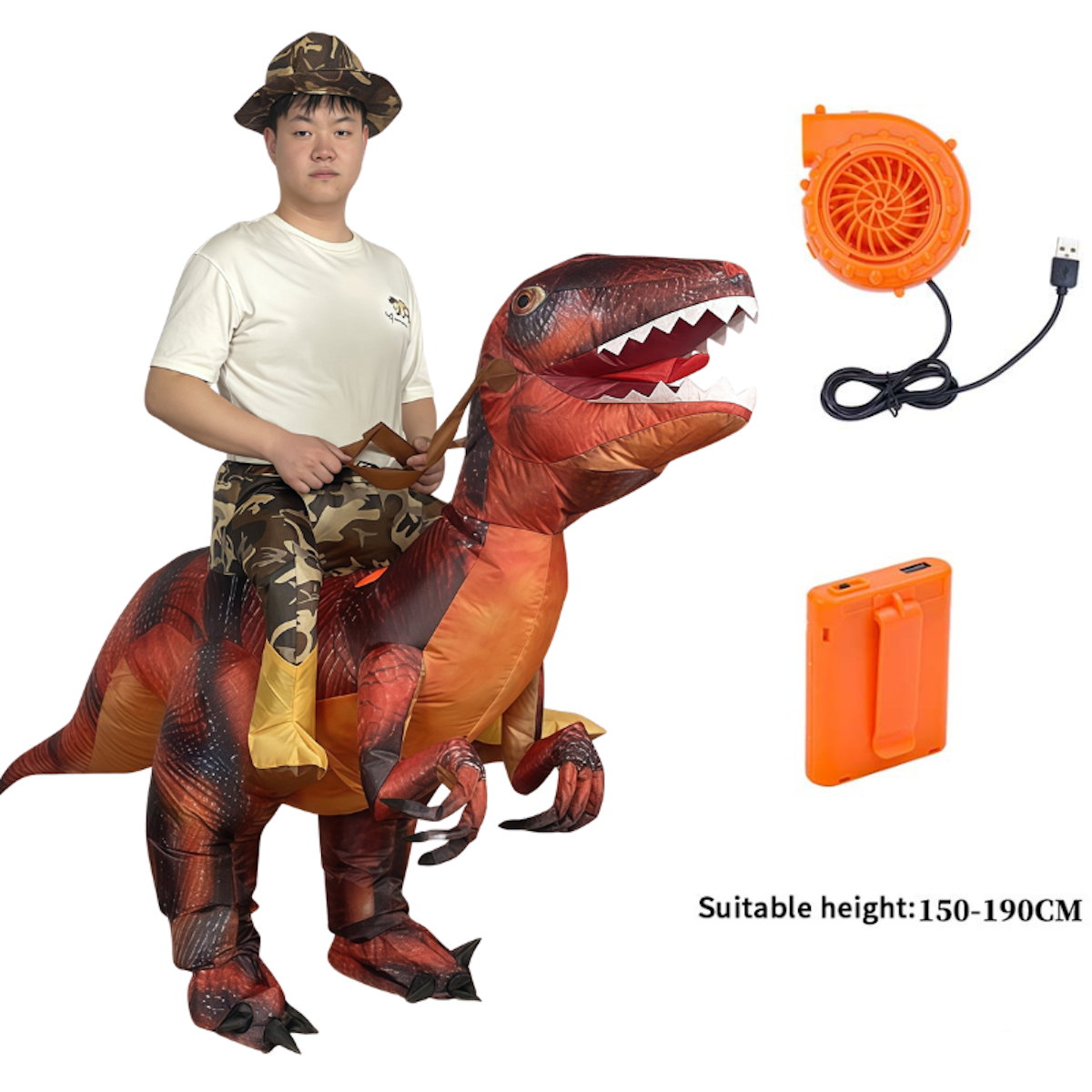 Teens Riding T Rex Costume Halloween Blow up Tyrannosaurus rex, Triceratops, Spinosaurus, Stegosaurus, Velociraptor, T Rex Costume - ChildAngle