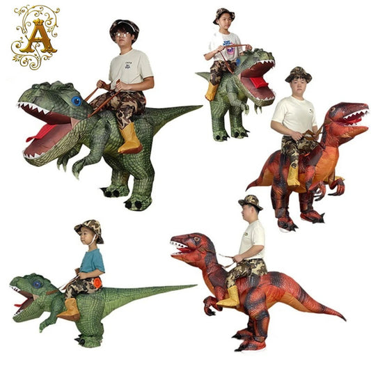 Teens Riding T Rex Costume Halloween Blow up Tyrannosaurus rex, Triceratops, Spinosaurus, Stegosaurus, Velociraptor, T Rex Costume - ChildAngle