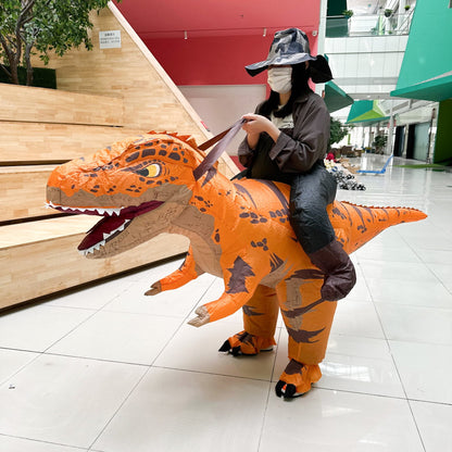 Teens Riding T Rex Costume Halloween Blow up Tyrannosaurus rex, Triceratops, Spinosaurus, Stegosaurus, Velociraptor, T Rex Costume - ChildAngle