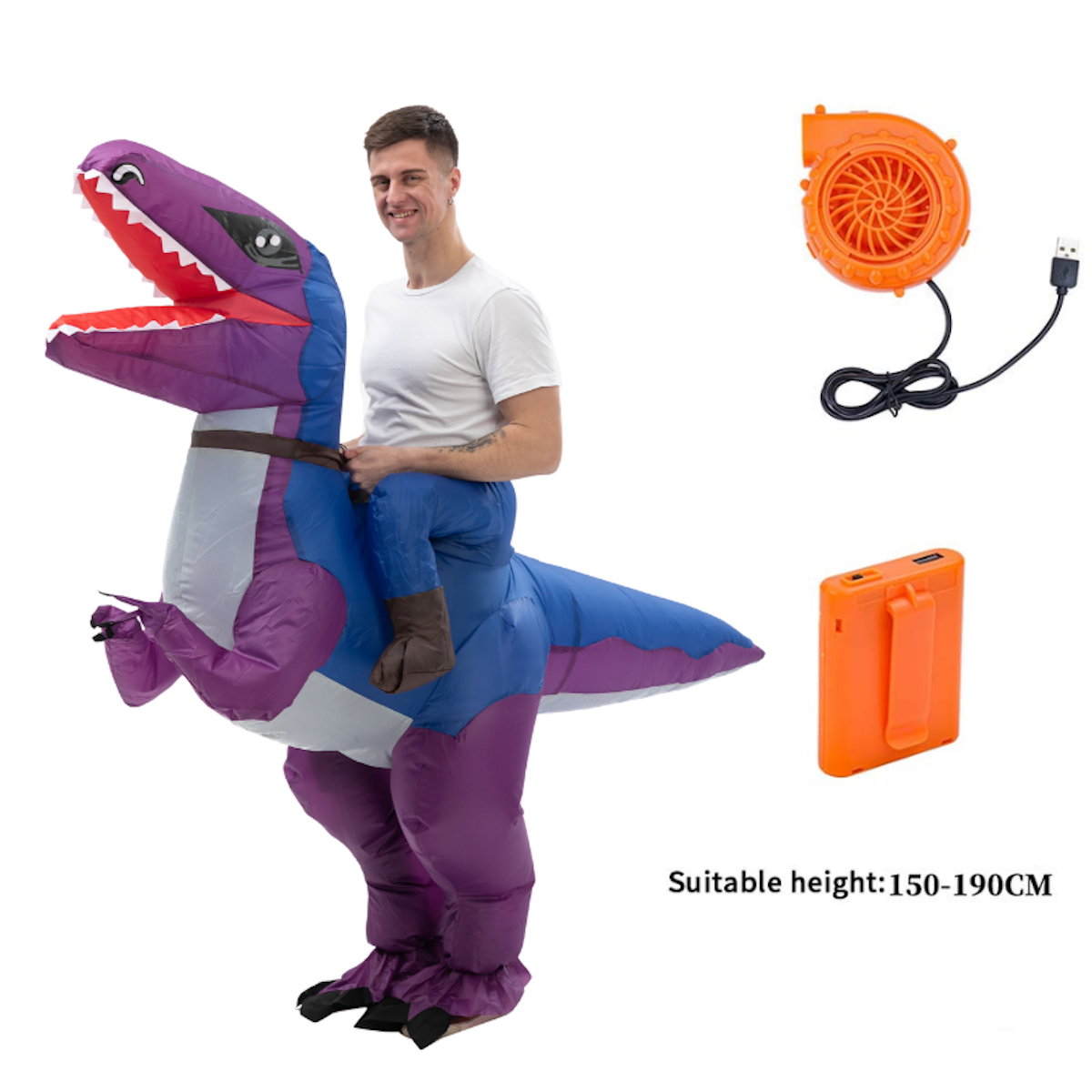 Teens Riding T Rex Costume Halloween Blow up Tyrannosaurus rex, Triceratops, Spinosaurus, Stegosaurus, Velociraptor, T Rex Costume - ChildAngle