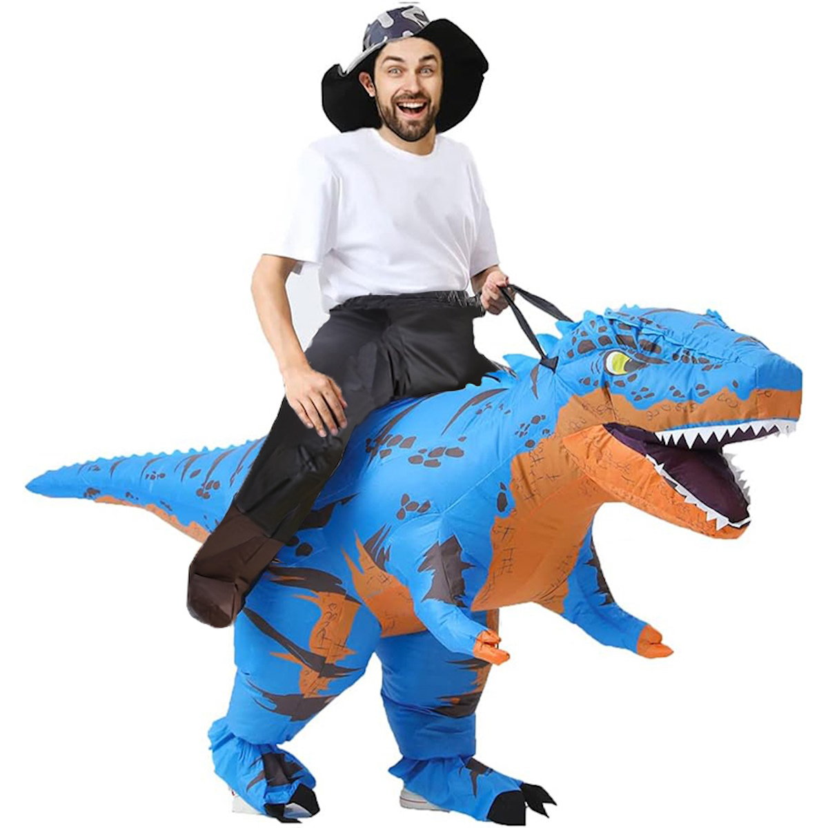 Teens Riding T Rex Costume Halloween Blow up Tyrannosaurus rex, Triceratops, Spinosaurus, Stegosaurus, Velociraptor, T Rex Costume - ChildAngle