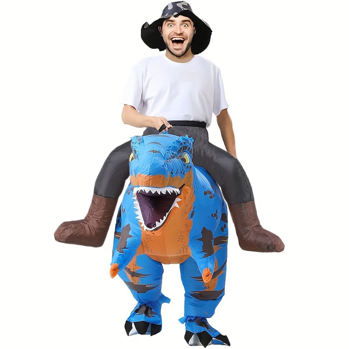 Teens Riding T Rex Costume Halloween Blow up Tyrannosaurus rex, Triceratops, Spinosaurus, Stegosaurus, Velociraptor, T Rex Costume - ChildAngle