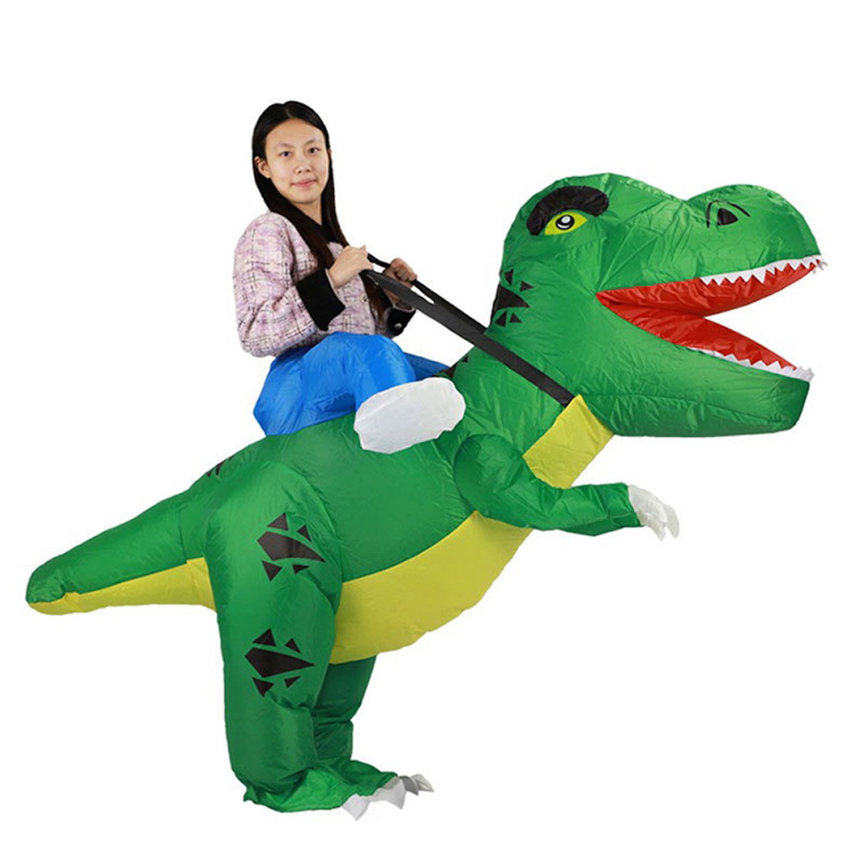 Teens Riding T Rex Costume Halloween Blow up Tyrannosaurus rex, Triceratops, Spinosaurus, Stegosaurus, Velociraptor, T Rex Costume - ChildAngle