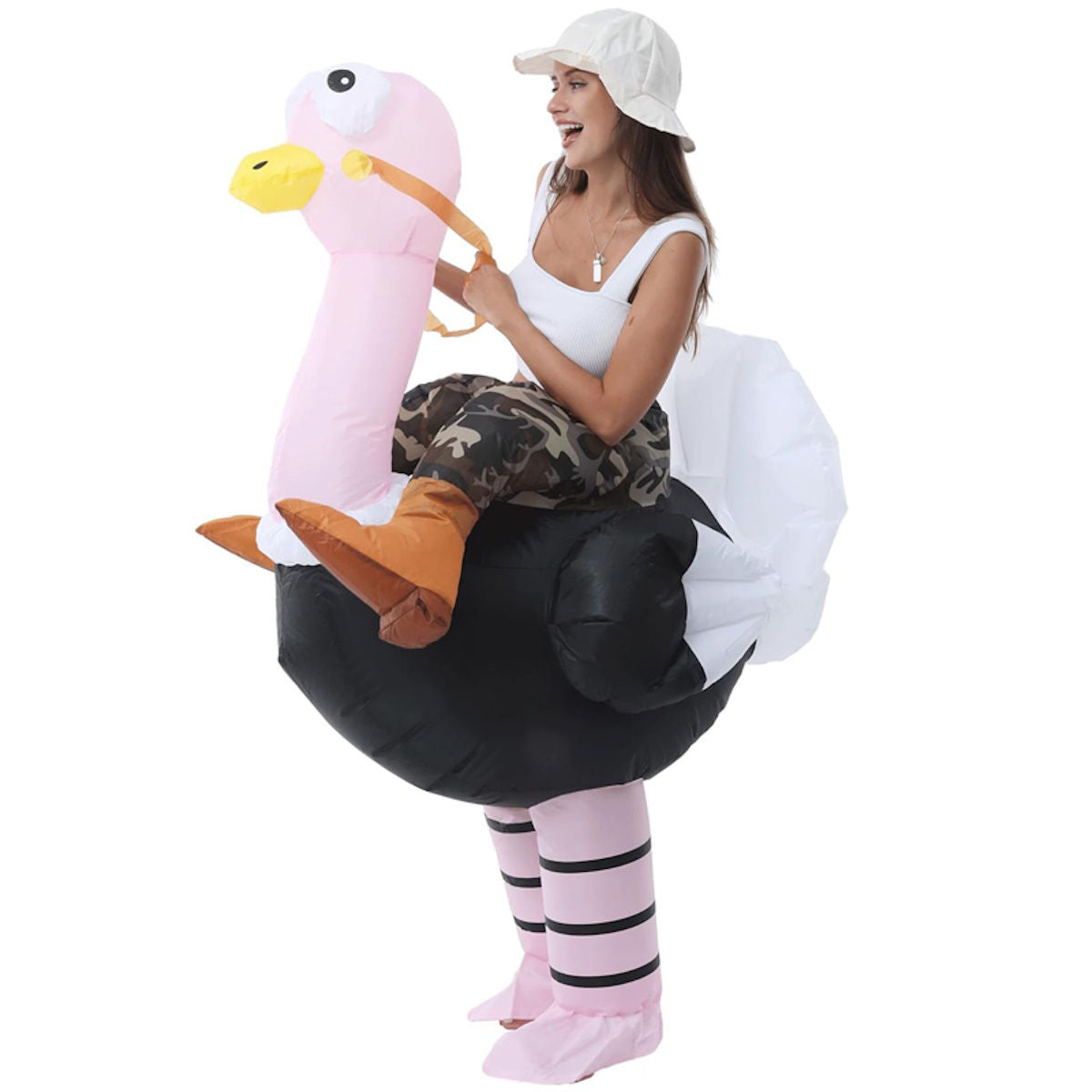 Teens Inflatable Ostrich Riding Rider Costume - ChildAngle