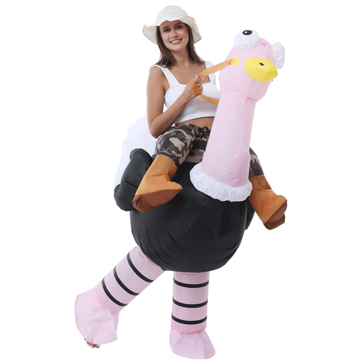 Teens Inflatable Ostrich Riding Rider Costume - ChildAngle