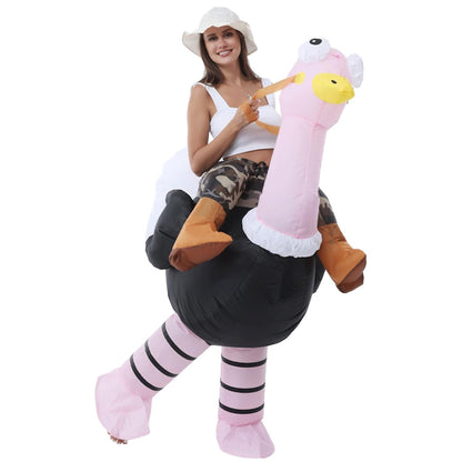 Teens Inflatable Ostrich Riding Rider Costume - ChildAngle