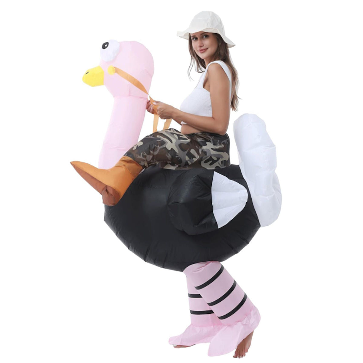 Teens Inflatable Ostrich Riding Rider Costume - ChildAngle