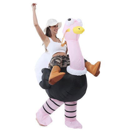 Teens Inflatable Ostrich Riding Rider Costume - ChildAngle