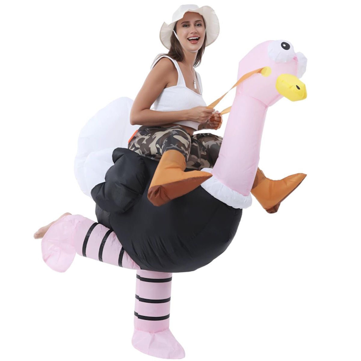Teens Inflatable Ostrich Riding Rider Costume - ChildAngle