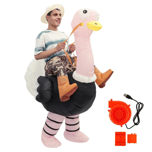 Teens Inflatable Ostrich Riding Rider Costume - ChildAngle