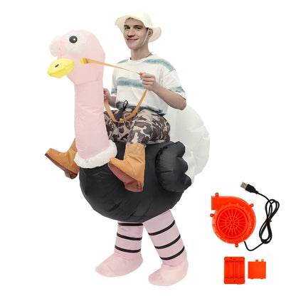 Teens Inflatable Ostrich Riding Rider Costume - ChildAngle
