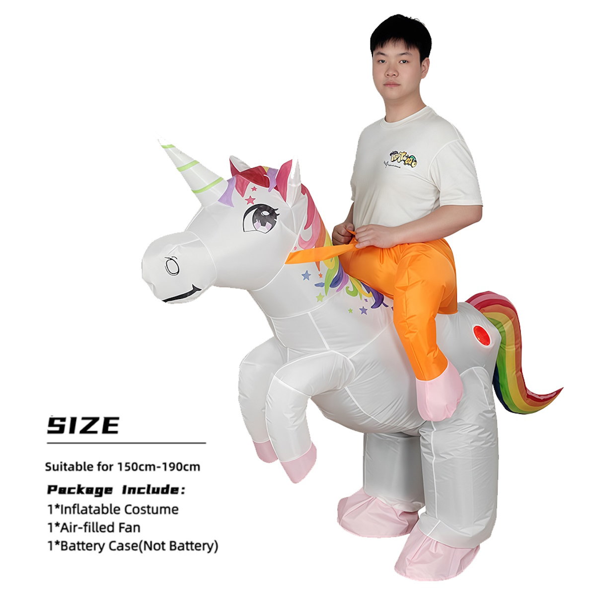Teens Riding Inflatable Unicorn Costumes - ChildAngle