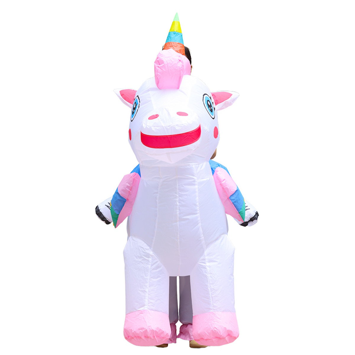 Teens Riding Inflatable Unicorn Costumes - ChildAngle