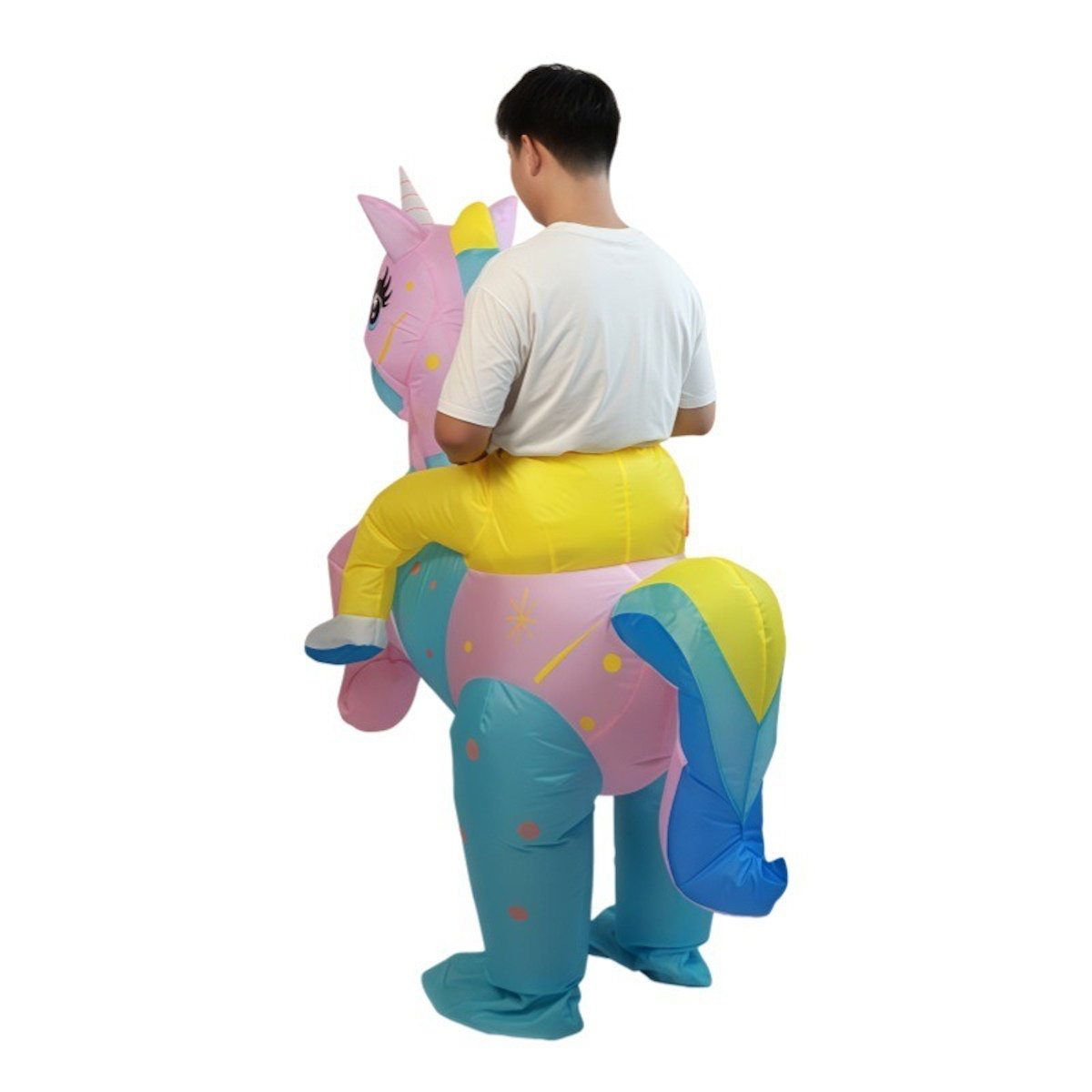 Teens Riding Inflatable Unicorn Costumes - ChildAngle