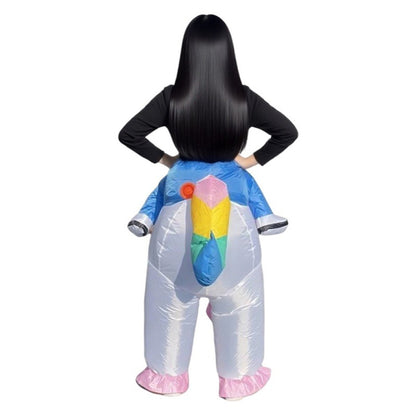 Teens Riding Inflatable Unicorn Costumes - ChildAngle