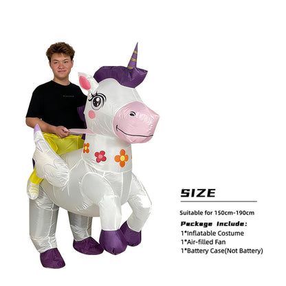 Teens Riding Inflatable Unicorn Costumes - ChildAngle