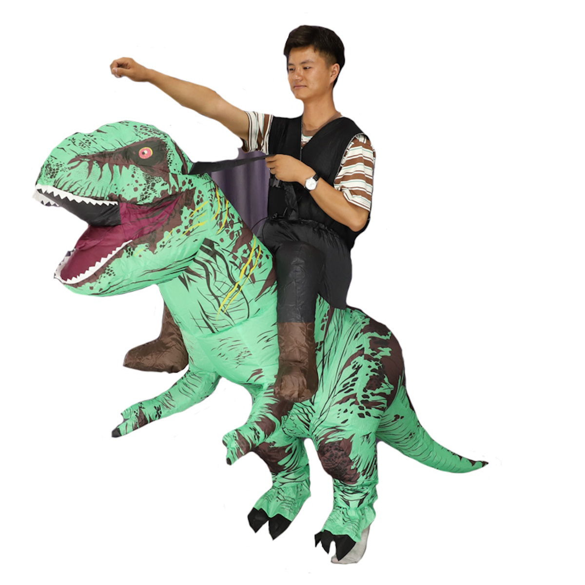 Teens Riding T Rex Costume Halloween Blow up Costume - ChildAngle